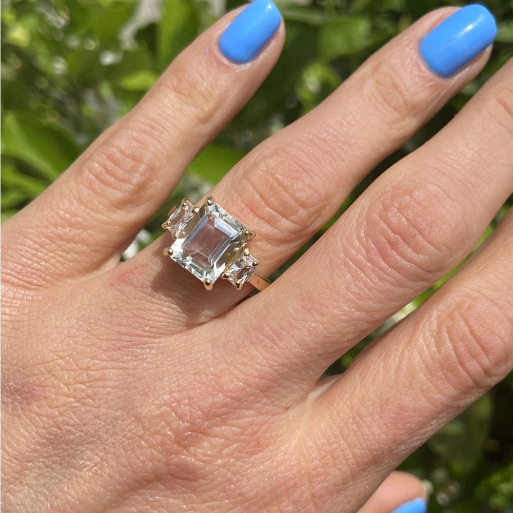 Green Amethyst Ring - Statement Ring - Silver Rin… - image 3